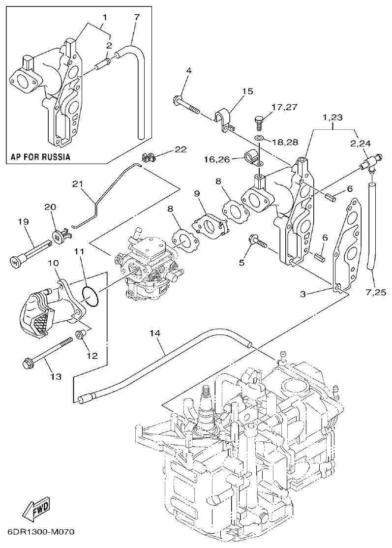 Yamaha 9JMH, 9JE INTAKE parts diagram